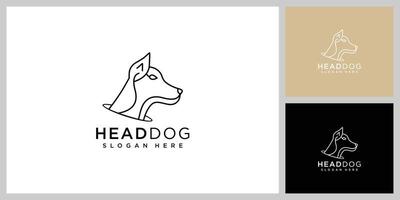 head dog animal logo vector design line style