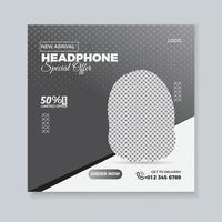 New arrival smart headphone banner for selling and promotional purpose. Instagram square headphone or musical instrument poster design template. vector