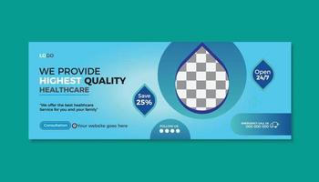 Medical Health Facebook Cover Design Template, Web Banner, for Social Media vector