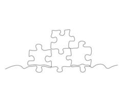 abstract puzzle pieces Continuous One Line Drawing vector