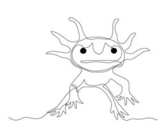 axolotl, hand-drawn, continuous monoline, drawing in one line vector