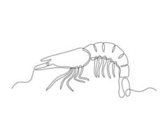 shrimp  Continuous One Line Drawing vector