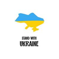 Stand with Ukraine a map of Ukraine in the national color blue and yellow in cut style isolated vector