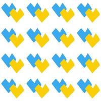 Seamless pattern with shape hearts Ukraine national blue and yellow color on white background vector