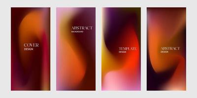 Collection of abstract background design template gradient dark red fiery color vector