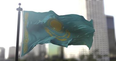 Kazakhstan national flag, country waving flag. Politics and news illustration video