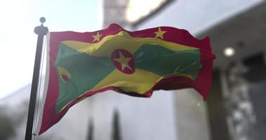 Grenada national flag, country waving flag. Politics and news illustration video