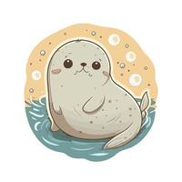 cute seal cartoon style vector