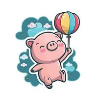 cute pig cartoon style vector