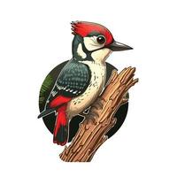 cute woodpecker cartoon style vector