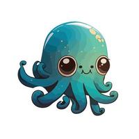 cute squid cartoon style vector