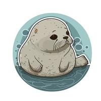 cute seal cartoon style vector