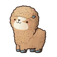 linda alpaca dibujos animados estilo vector