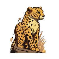 cute cheetah cartoon style vector