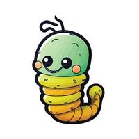 cute worm cartoon style vector