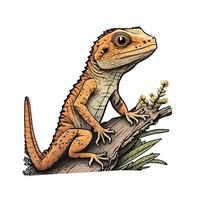 cute house lizard cartoon style vector