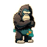 cute gorilla cartoon style vector
