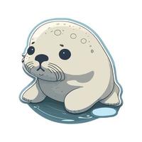 cute seal cartoon style vector