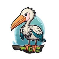 cute stork cartoon style vector