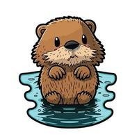 cute beaver cartoon style vector