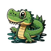 cute crocodile cartoon style vector