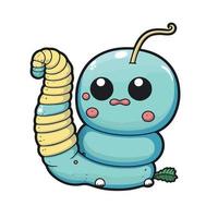 cute worm cartoon style vector