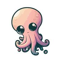 cute squid cartoon style vector