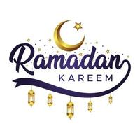 Ramadán kareem Inglés tipografía en blanco antecedentes vector