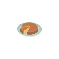 Brown and white blanket on a white background. A piece of cake is on a plate with a piece of cheese. vector