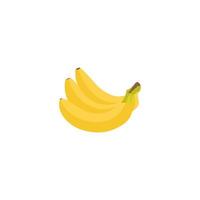 Yellow banana on white background with green tip. vector