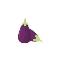 Draw an eggplant with the green tip at the bottom. vector