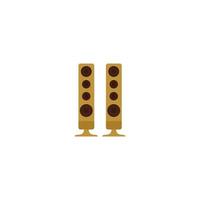 Brown speaker with a yellow circle at the bottom. vector