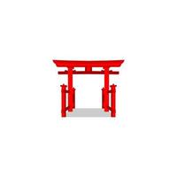 A red torii table with a white background and a shadow. vector