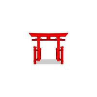 A red torii table with a white background and a shadow. vector