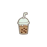 A cup of bubble tea with a straw in it. vector