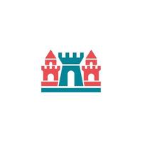 castle building logo design with color pattern and white background vector