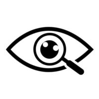 Magnifier with eye outline icon. Find icon, investigate concept symbol. Eye with magnifying glass. Appearance, aspect, look, view, creative vision icon vector