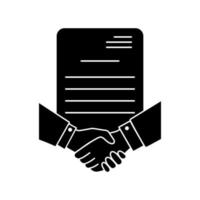 negocio contrato línea vector icono. apretón de manos ilustración signo. socios símbolo. documento logo. acuerdo marca.