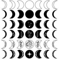 Moon Phase icon vector set. Mystic Celestial illustration sign collection. Boho Moon symbol or logo.