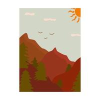 hermosa vertical montaña paisaje con arboles vector