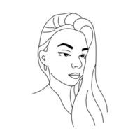 Beautiful girl in linear style. Vector hand drawn