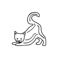 Cute cat in a funny pose. Vector doodle