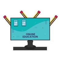 Online courses and trainings, Webinar, Distance education, Knowledge, Mobile learning App and E-learning. Vector illustration for poster, banner, presentation