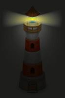 old stone lighthouse for signaling ships at night vector illustration isolated on white background