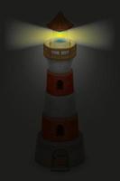 old stone lighthouse for signaling ships at night vector illustration isolated on white background