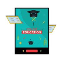 Online courses and trainings, Webinar, Distance education, Knowledge, Mobile learning App and E-learning. Vector illustration for poster, banner, presentation