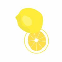 Lemons, with a lemon cut in half. flat design. vector illustration.