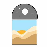 vector illustration, mosque symbol with day and night shades of ramadan month. The full moon of Ramadan Kareem. desert atmosphere.