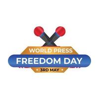 World press freedom day vector graphic design with pen and microphone