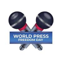 World press freedom day vector graphic design with pen and microphone